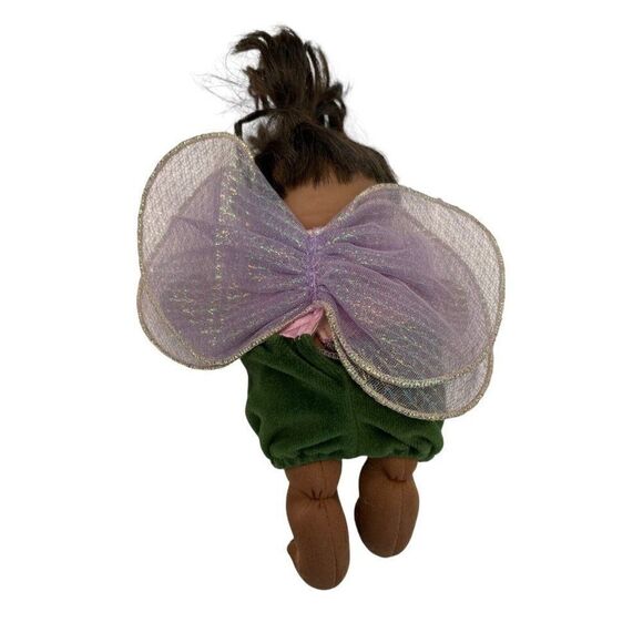 Cabbage Patch Black Fairy Doll 1995 Velvet Shorts Purple Violet Flowers Wings - Picture 3 of 3